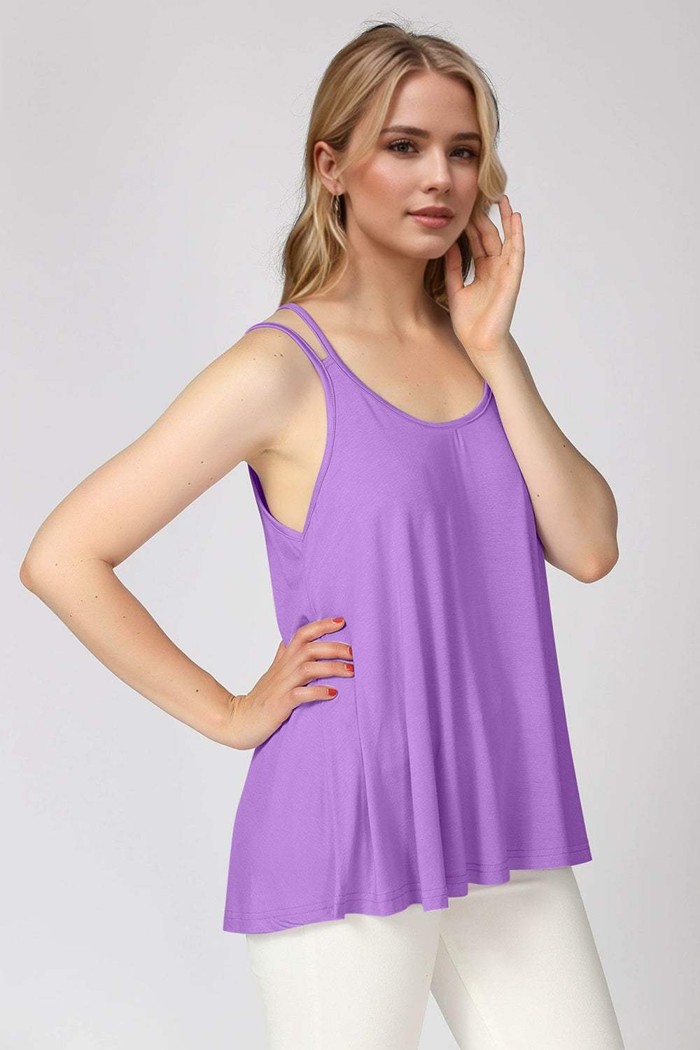 Basic Bae Bamboo Scoop Neck Double Spaghetti Straps Cami - Trendsi - Flyclothing LLC