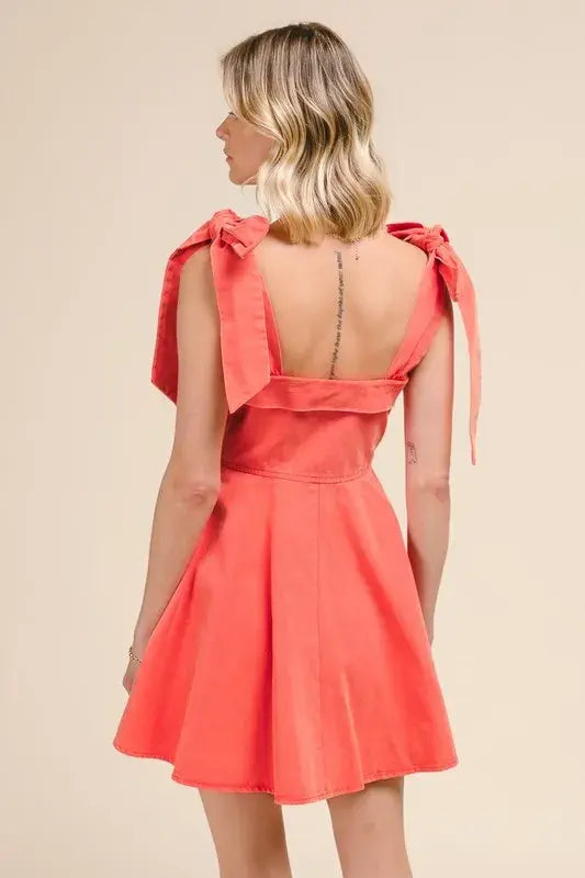 SO ME Fit and Flare Washed Gameday Dress - Trendsi - Flyclothing LLC