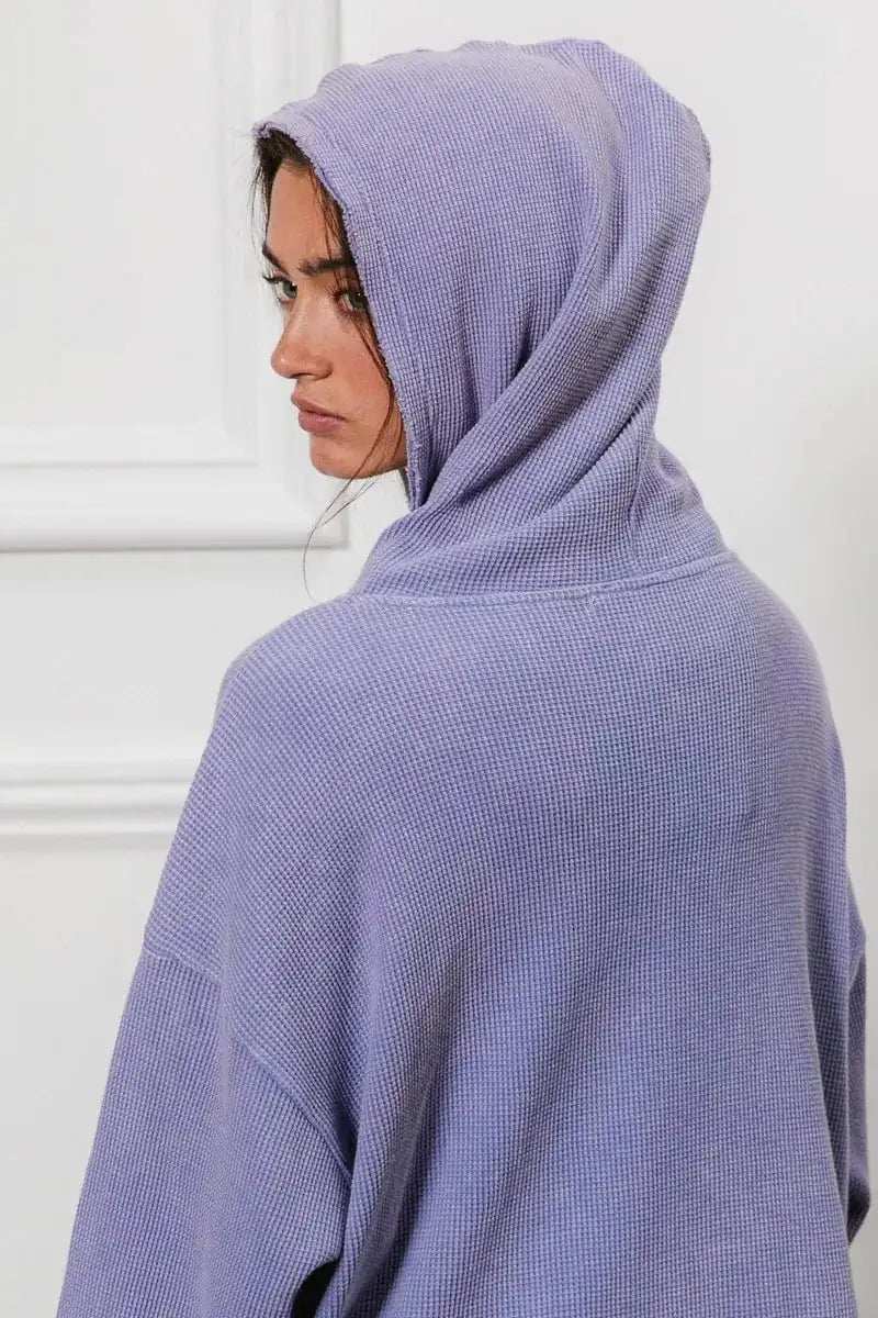 BiBi Washed Waffle Thermal Hooded Jacket - Trendsi - Flyclothing LLC