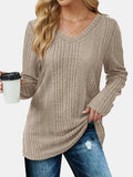 V-Neck Long Sleeve T-Shirt - Trendsi - Flyclothing LLC