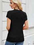 Round Neck Short Sleeve Knit Top - Trendsi - Flyclothing LLC