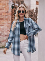 Plaid Button-Down Long Sleeve Shirt - Trendsi - Flyclothing LLC