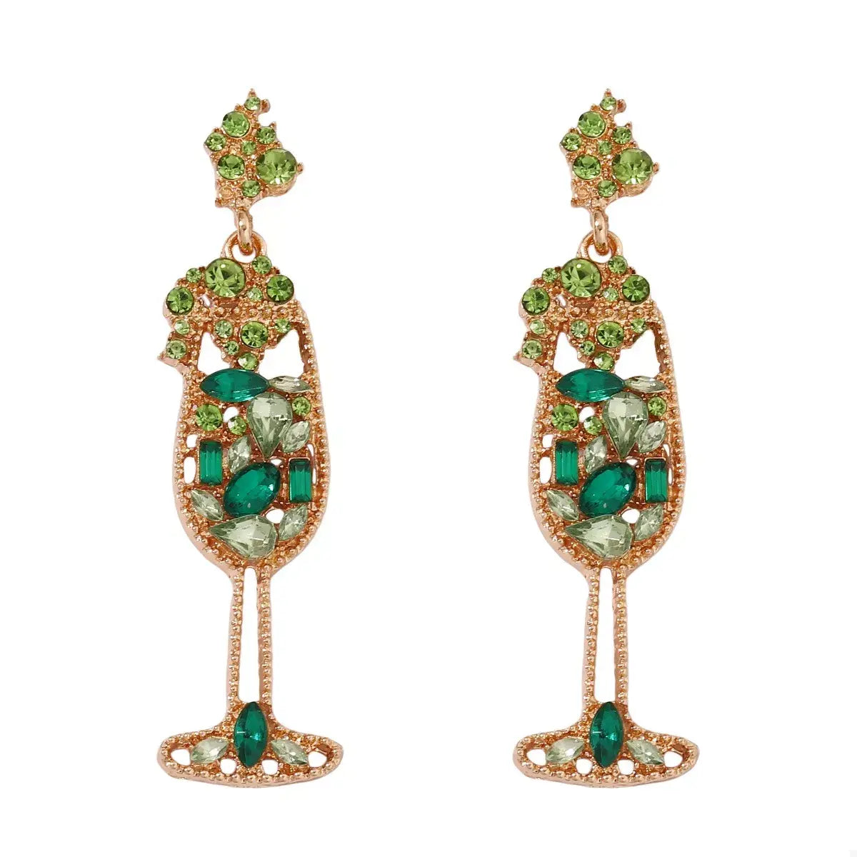 Champagne Glass Rhinestone Dangle Earrings - Trendsi - Flyclothing LLC