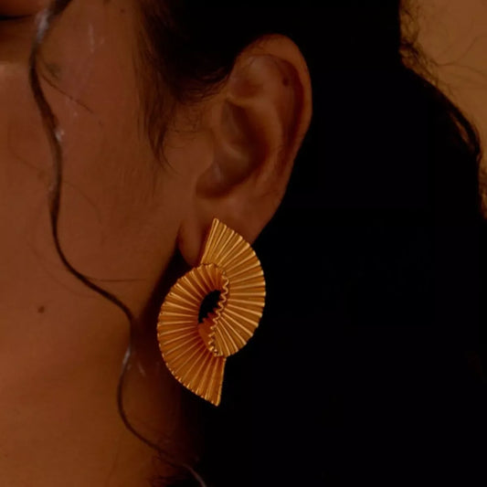 18K Gold-Plated Copper Geometric Spiral Earrings - Trendsi - Flyclothing LLC