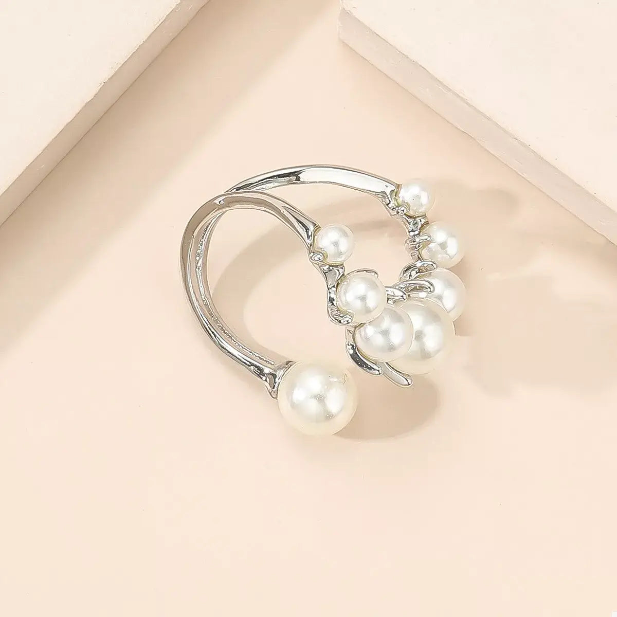 Alloy Pearl Open Ring - Trendsi - Flyclothing LLC