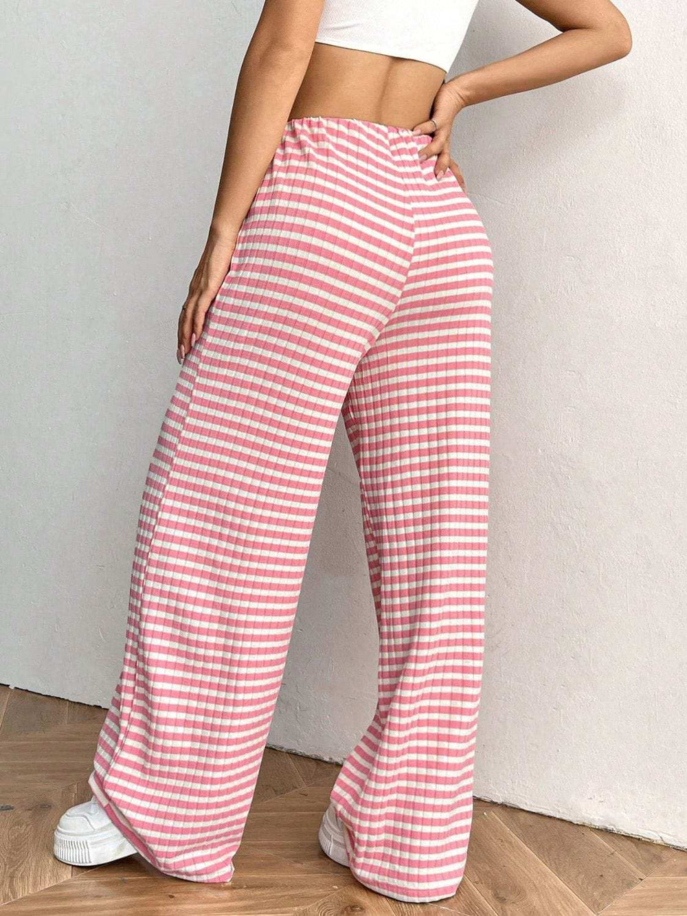 Tied Striped Wide Leg Pants - Trendsi - Flyclothing LLC