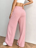 Tied Striped Wide Leg Pants - Trendsi