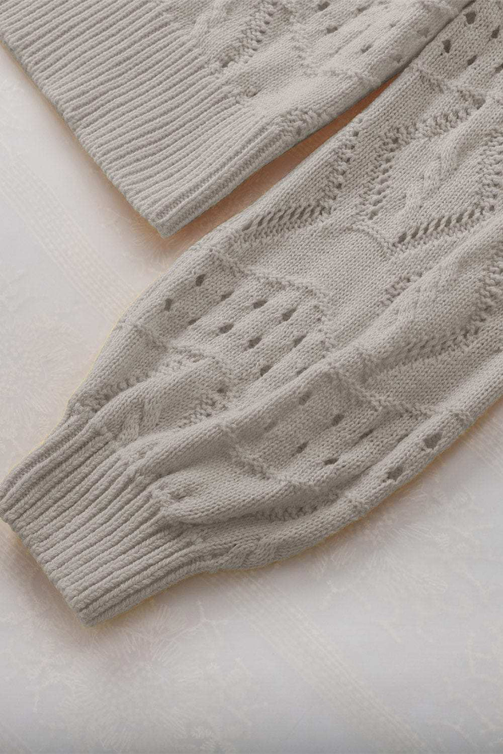 Hollow Out Johnny Collar Sweater - Trendsi - Flyclothing LLC