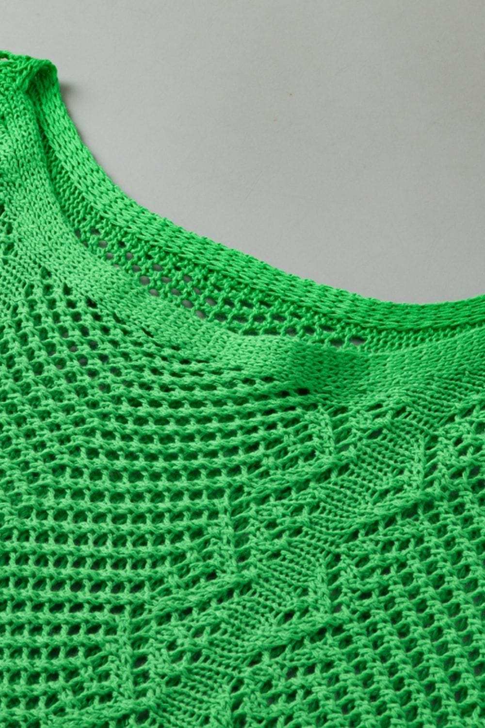 Scallop Edge Half Sleeve Pointelle Knit Top - Trendsi - Flyclothing LLC