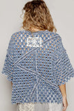 POL V-Neck Short Sleeve Top with Laser Cut Detail - Trendsi