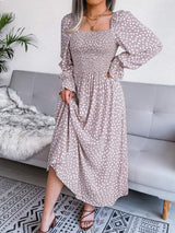Smocked Square Neck Flounce Sleeve Dress - Trendsi - Flyclothing LLC