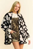Davi & Dani Leopard Open Front Long Sleeve Cardigan - Trendsi