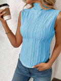 Texture Turtleneck Sleeveless Top - Trendsi - Flyclothing LLC