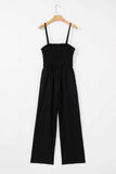Smocked Spaghetti Straps Wide Leg Jumpsuit - Trendsi - Flyclothing LLC