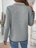 Perfee Texture Half Zip Long Sleeve Sweatshirt - Trendsi