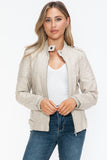 Snobbish PU Leather Biker Jacket with Side Zip Pockets - Trendsi