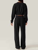 Crisscross Round Neck Top and Drawstring Pants Set - Trendsi - Flyclothing LLC