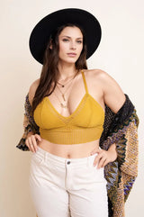 Ribbed Lace Boho Racerback Bralette Plus - Boho Clothing and Accessories - Flyclothing LLC