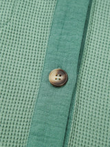 Waffle Knit Vintage Patchwork Button Up Loose Shirt - Trendsi - Flyclothing LLC