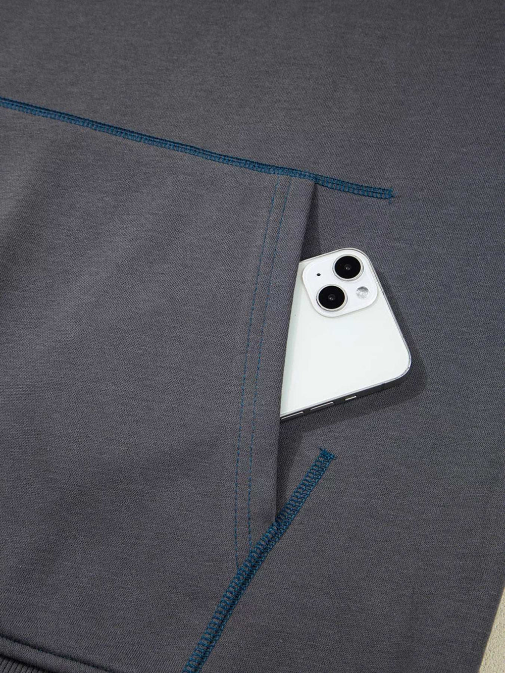 Star Patchwork Contrast Stitching Mineral Wash Kangaroo Pocket Hoodie - Trendsi - Flyclothing LLC