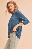 Aemi + Co Twist Front Round Neck 3/4 Sleeve T-Shirt - Trendsi - Flyclothing LLC