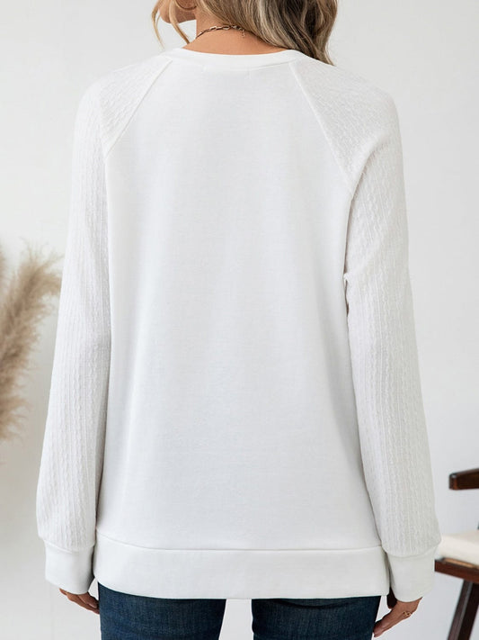 Round Neck Raglan Sleeve Top - Trendsi