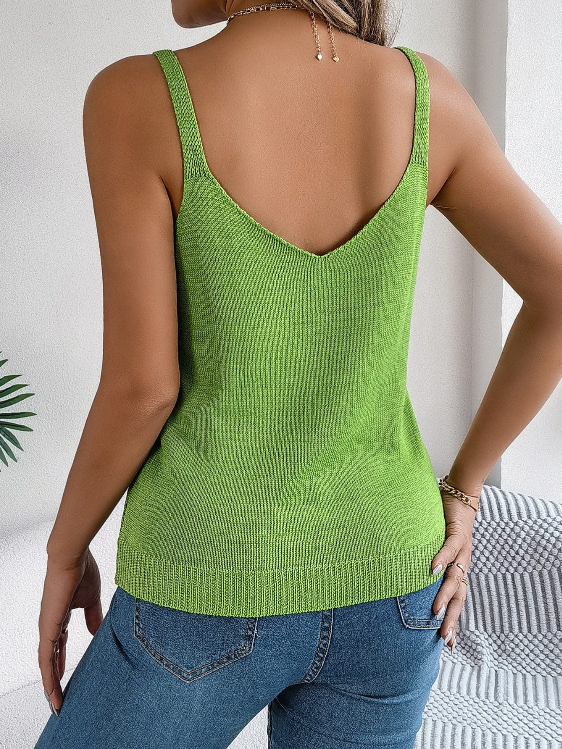 Openwork Scoop Neck Knit Vest - Trendsi