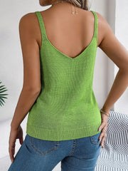 Openwork Scoop Neck Knit Vest - Trendsi