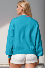 Double Take Full Size Nutcracker Sequin Bow Decor Cardigan - Trendsi