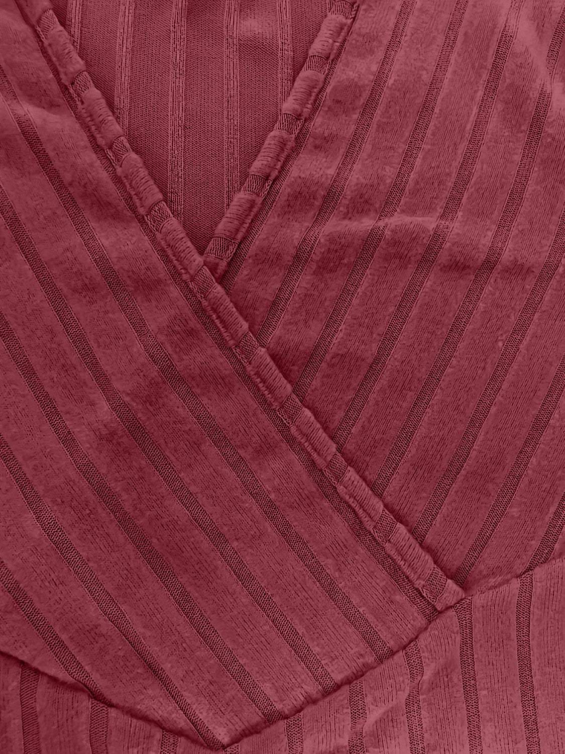 Ribbed Surplice Long Sleeve T-Shirt - Trendsi - Flyclothing LLC