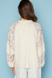 POL Round Neck Balloon Floral Long Sleeve Top - Trendsi
