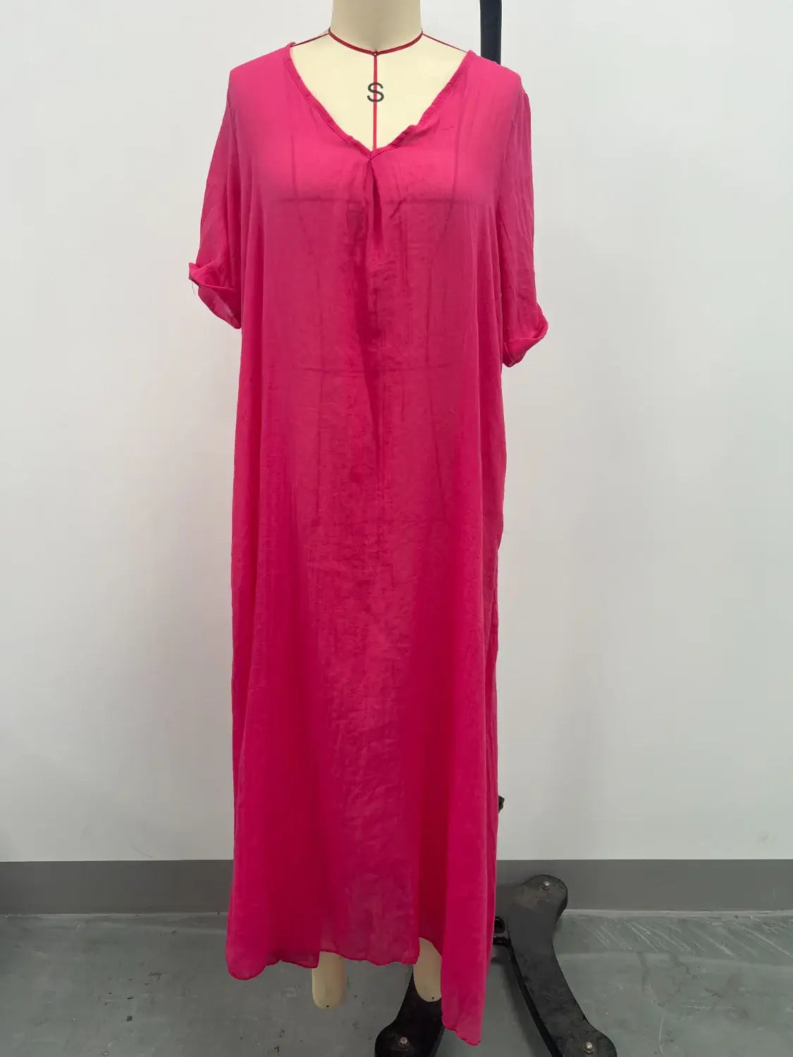 Full Size V-Neck Short Sleeve Midi Dress Plus Size - Trendsi - Flyclothing LLC