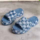 Plaid PU Leather Platform Sandals - Trendsi