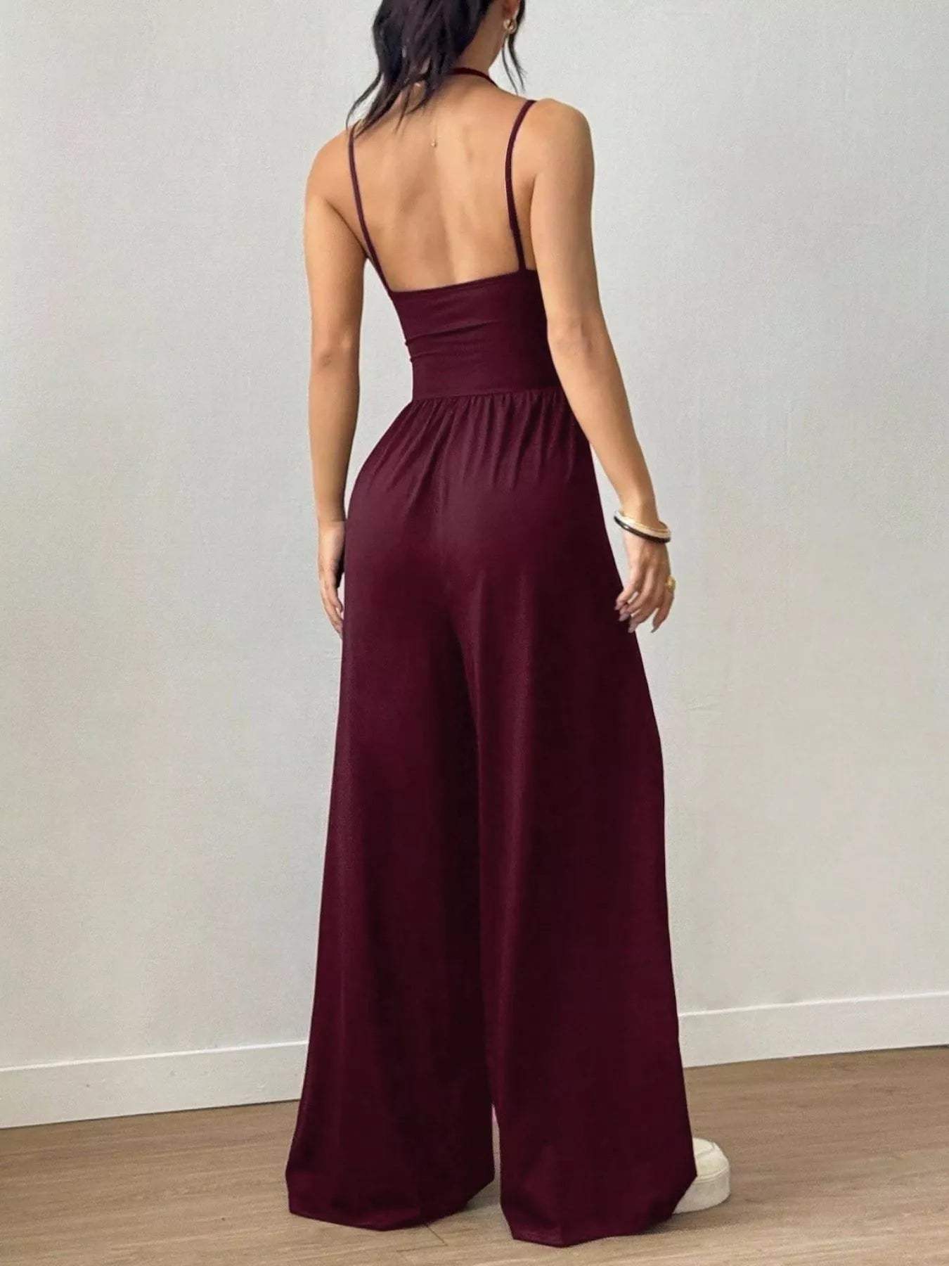 Spaghetti Strap Wide Leg Jumpsuit - Trendsi - Flyclothing LLC