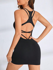 Crisscross Scoop Neck Active Dress - Trendsi