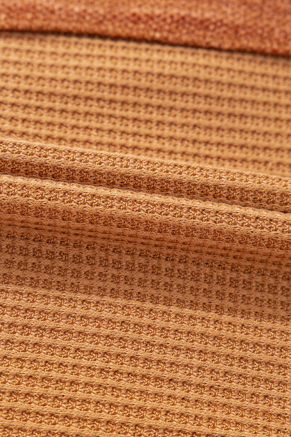 Contrast Patched Exposed Seam Waffle Knit Henley Top - Trendsi - Flyclothing LLC