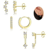 Womens Brass Earrings Set With Silver Needles And Real Gold Plating - My Store - Flyclothing LLC