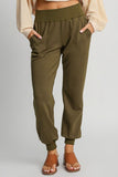 Umgee Full Size High Rise Elastic Waist Knit Joggers with Pockets Plus Size - Trendsi