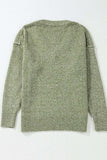 V-Neck Dropped Shoulder Long Sleeve Sweater - Trendsi - Flyclothing LLC