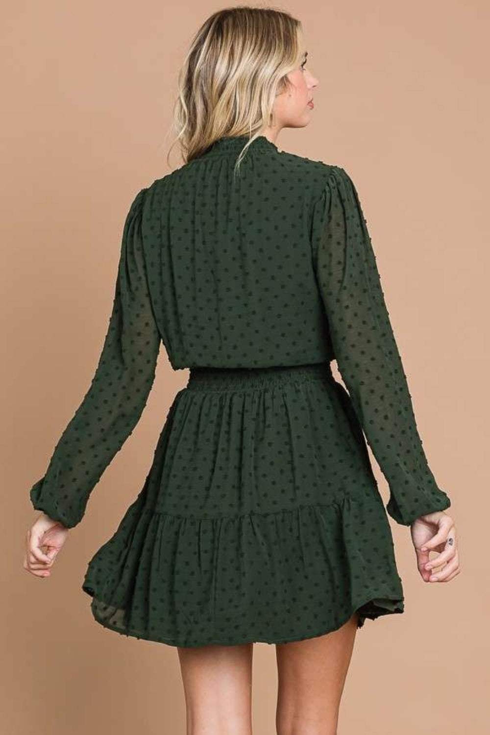 Culture Code Swiss Dot Smock Neck Mini Dress with Pockets - Trendsi - Flyclothing LLC