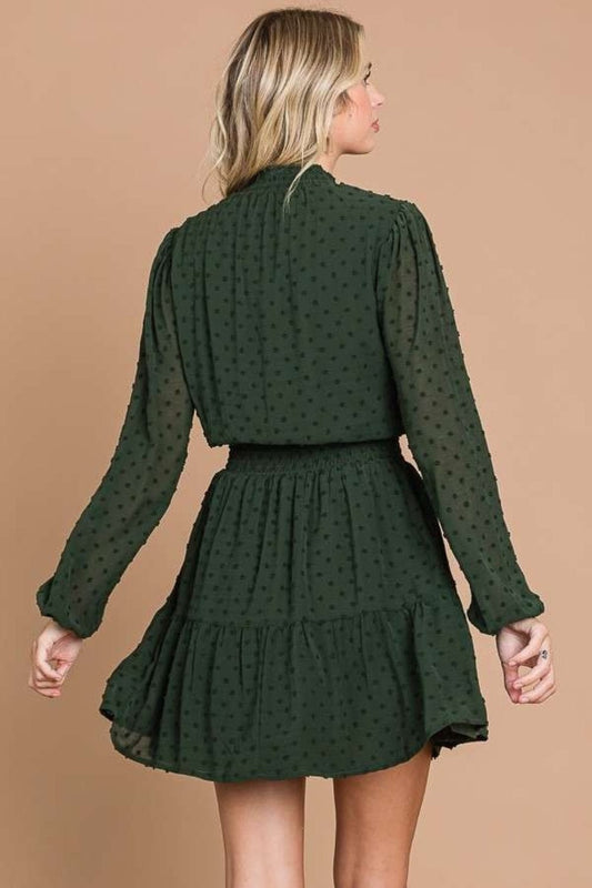 Culture Code Swiss Dot Smock Neck Mini Dress with Pockets - Trendsi