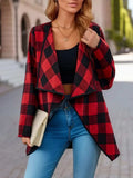 Plaid Open Front Long Sleeve Jacket - Trendsi - Flyclothing LLC