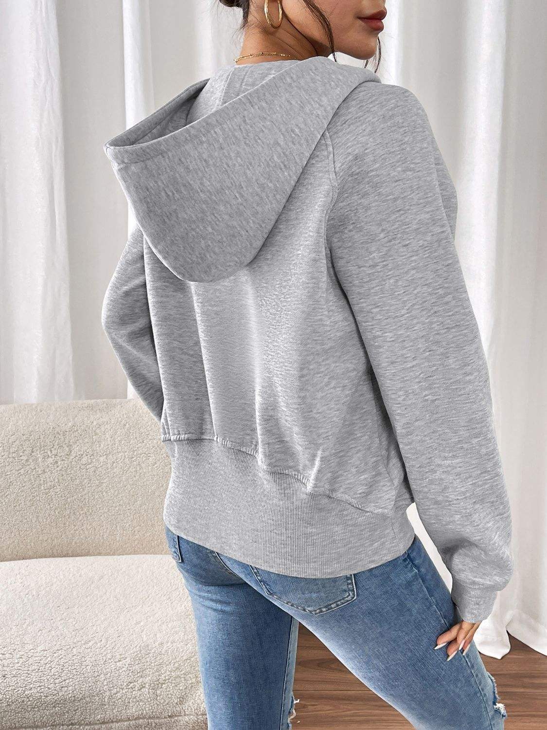 Perfee Half Zip Long Sleeve Hoodie - Trendsi - Flyclothing LLC