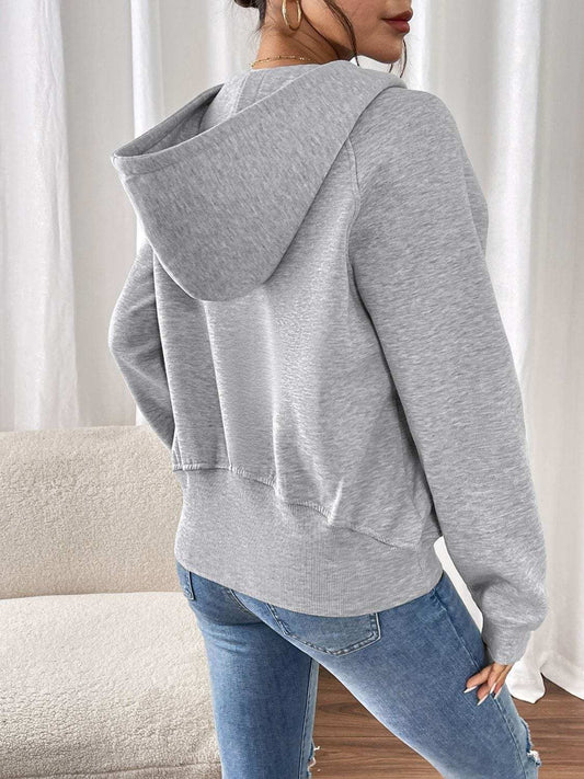 Perfee Half Zip Long Sleeve Hoodie - Trendsi - Flyclothing LLC