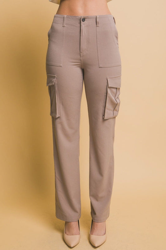 Love Tree High Rise Cargo Pants with Pockets - Trendsi