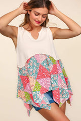 Haptics Full Size Patchwork Shark Bite Color Block Tank - Trendsi - Flyclothing LLC