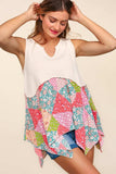 Haptics Full Size Patchwork Shark Bite Color Block Tank - Trendsi - Flyclothing LLC