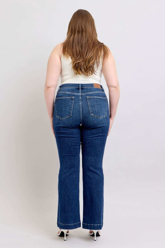 Judy Blue Full Size High Rise Flare Jeans with Pockets Plus Size - Trendsi - Flyclothing LLC