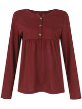 Half Button Long Sleeve T-Shirt - Trendsi - Flyclothing LLC