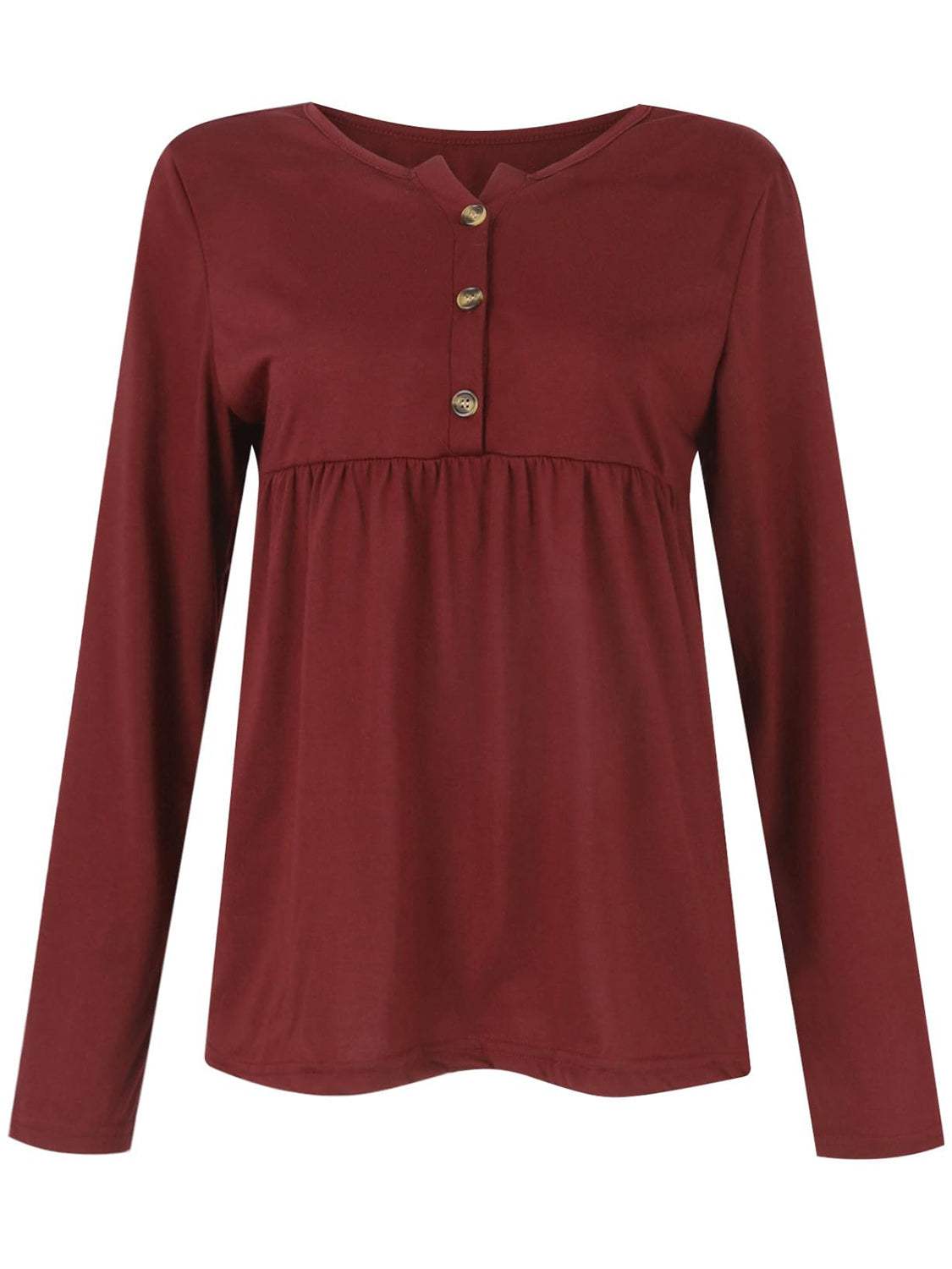 Half Button Long Sleeve T-Shirt - Trendsi - Flyclothing LLC